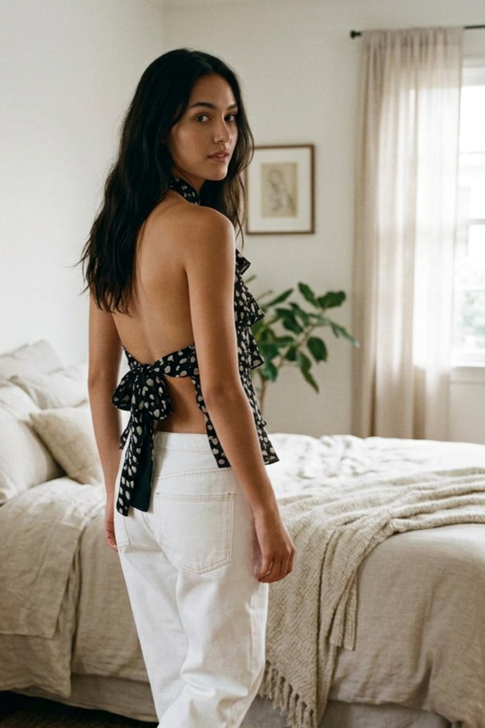 Abstract Print Halter Top