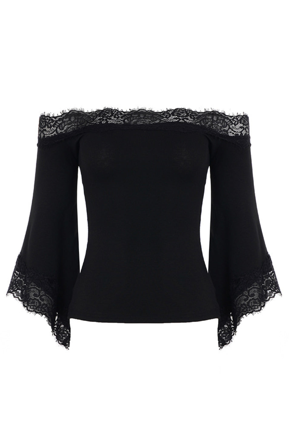 Black Lace Off Shoulder Top