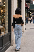 Black Lace Off Shoulder Top