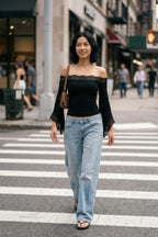 Black Lace Off Shoulder Top