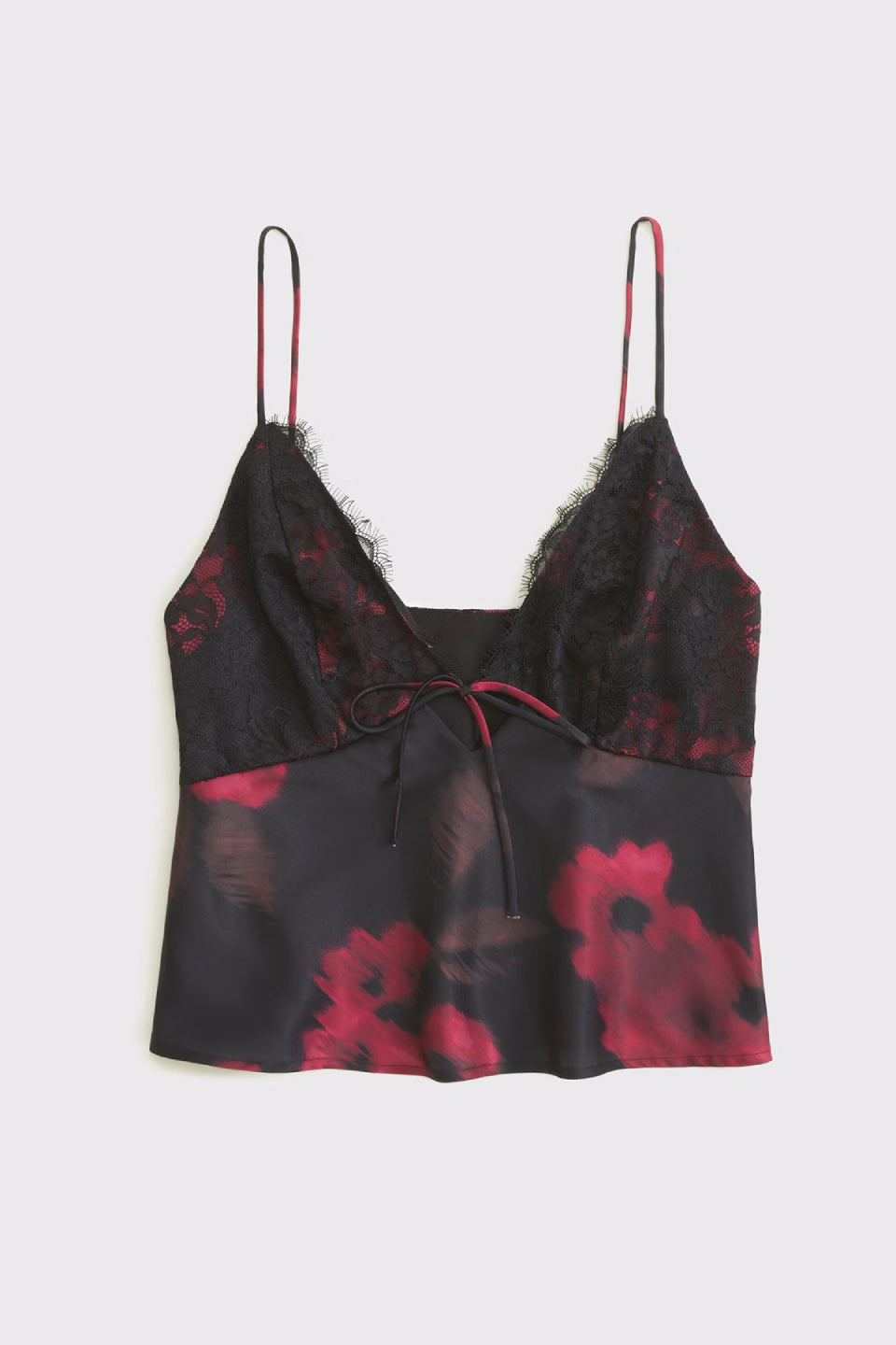 Black Red Floral Lace Cami