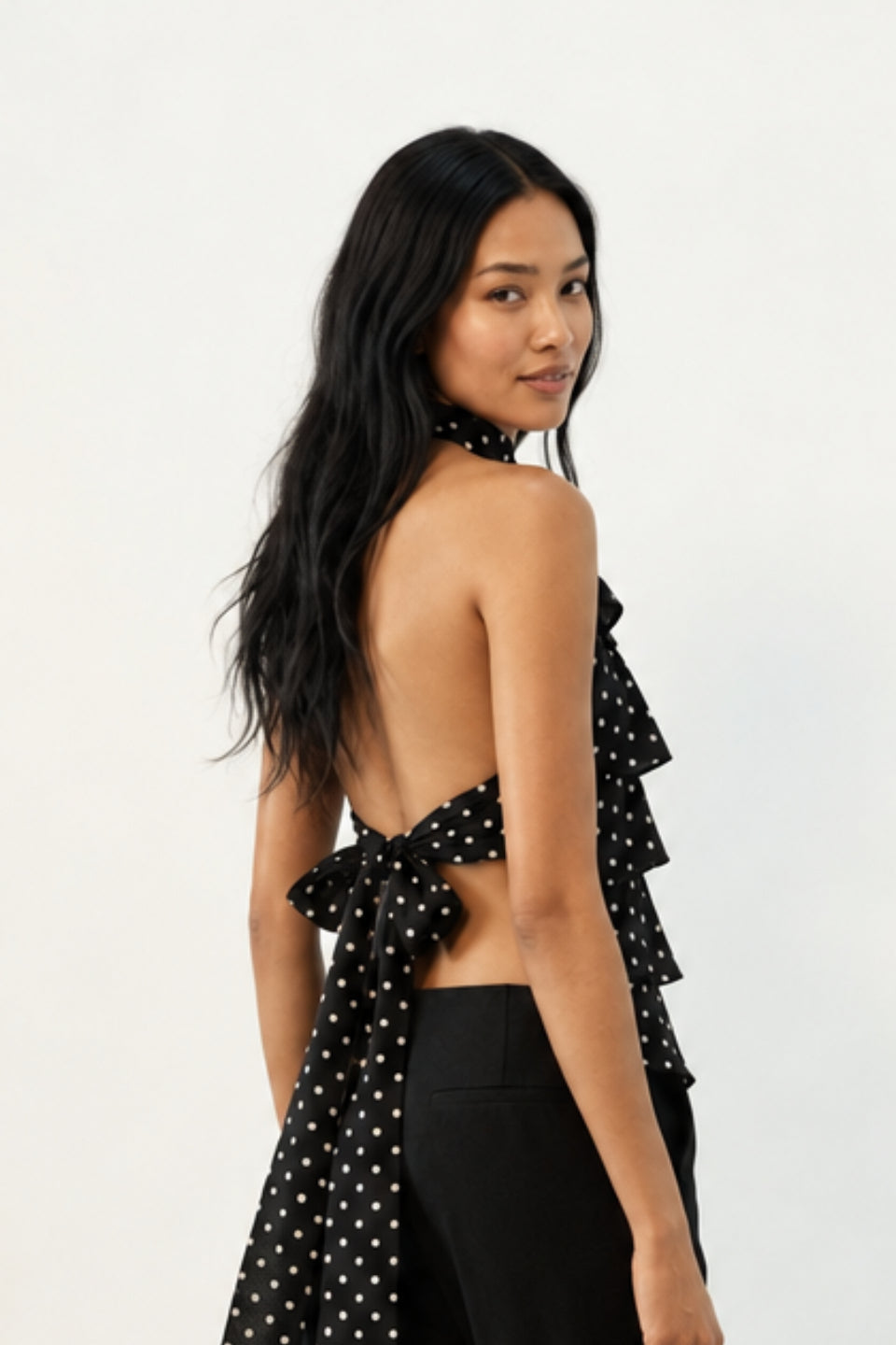 Black Polka Dot Halter Top