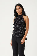 Black Polka Dot Halter Top