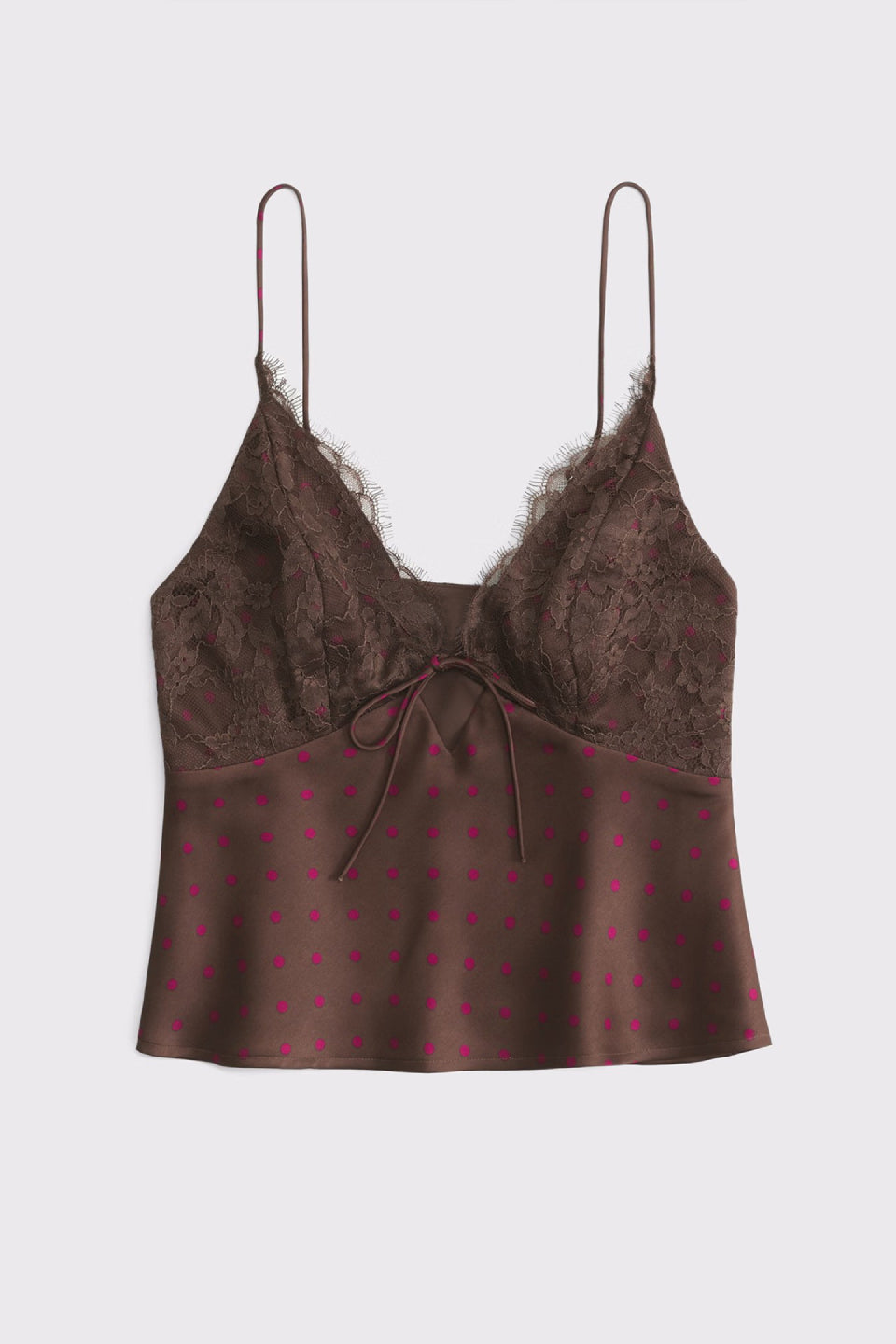 Brown Polka Dot Satin Cami