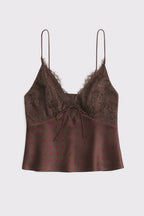 Brown Polka Dot Satin Cami