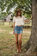 Ivory Lace Cropped Blouse