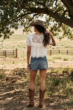 Ivory Lace Cropped Blouse
