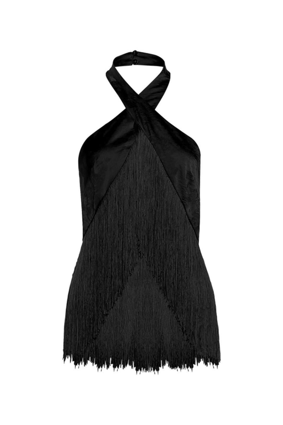 Noir Halter Fringe Crop Top