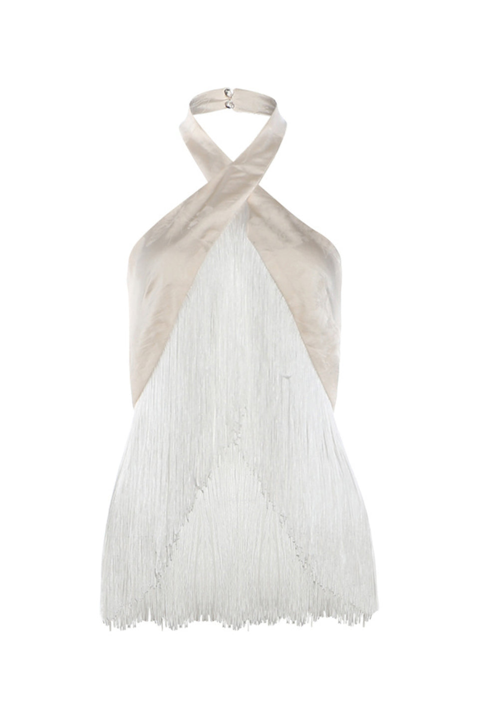 Ivory Halter Fringe Crop Top