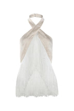 Ivory Halter Fringe Crop Top