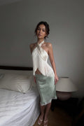 Ivory Halter Fringe Crop Top