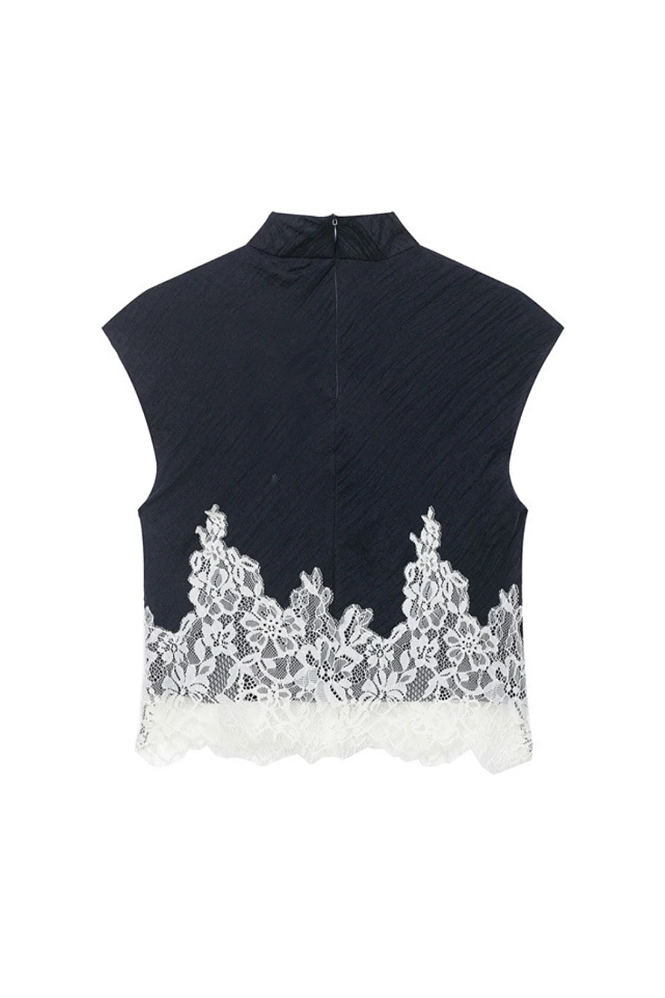 Navy Floral Lace Crop Top
