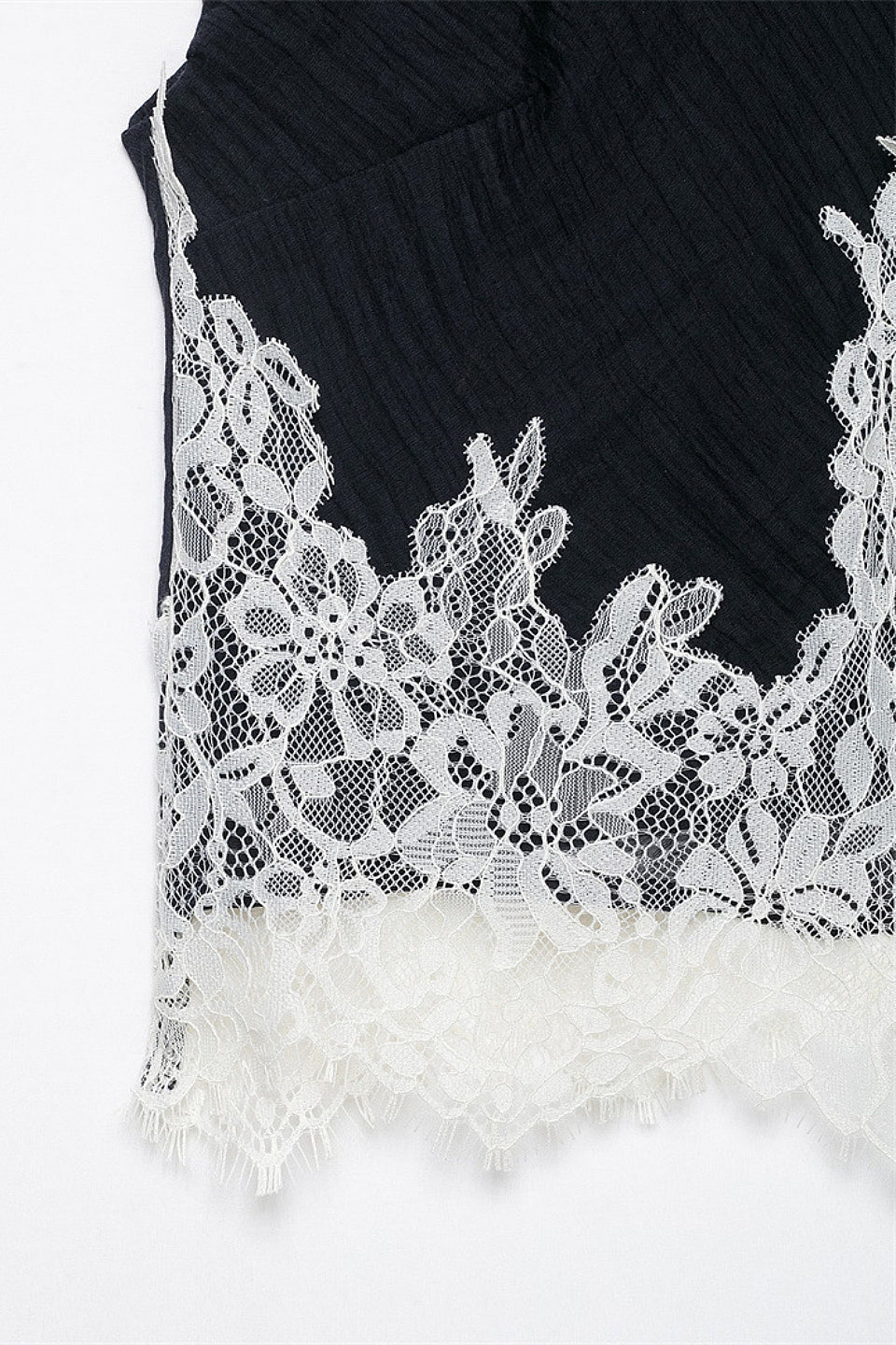 Navy Floral Lace Crop Top