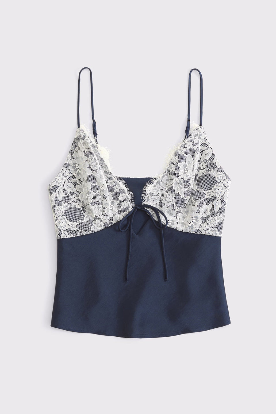 Navy Satin Lace Cami Top
