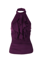Ruffle Halter Open Back Top