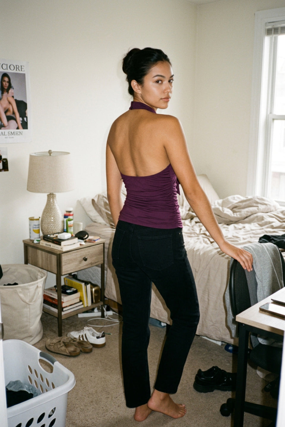 Ruffle Halter Open Back Top