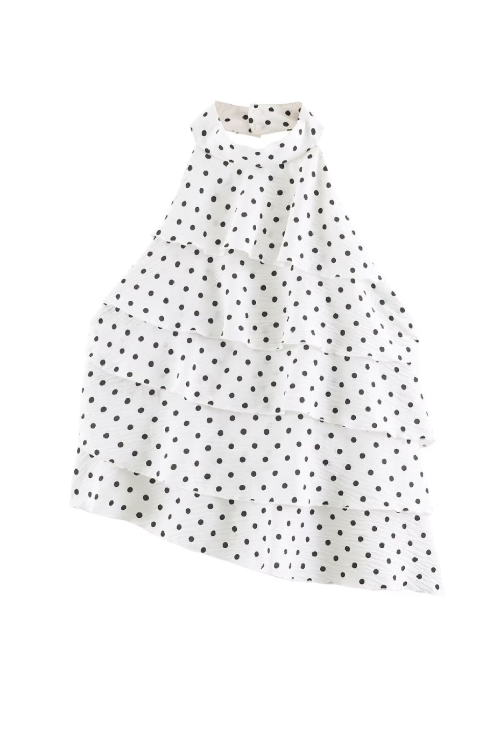 Polka Dot Ruffle Halter Top